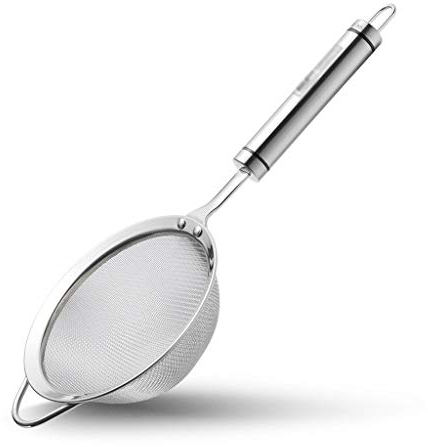 XXXXW Schaumlöffel Sieb Schöpfkelle Mesh-Sieb Premium-Edelstahl Fine Mesh Lebensmittel Sieb Küche Seiher mit Griff, Silber Schaum Abseihlöffel (Size : 14cm)
