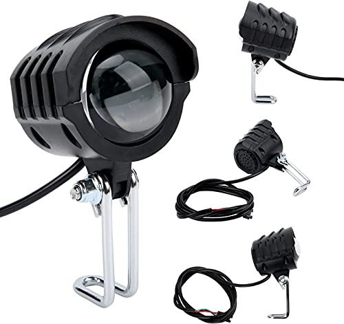 Luce per Scooter Elettrico, Faro Elettrica Anteriore, Scooter Elettrico 2 in 1 Corno per Faro 12v‑72v Luce per Bicicletta Elettrica Impermeabile Con Clacson
