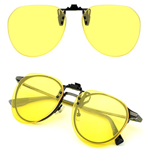 CREYESTAL Polarisiert Nachtfahrbrille Clip für Brillenträger, Überzieh Nachtsichtbrille für Autofahrer, Ultraleicht, Herren, Damen