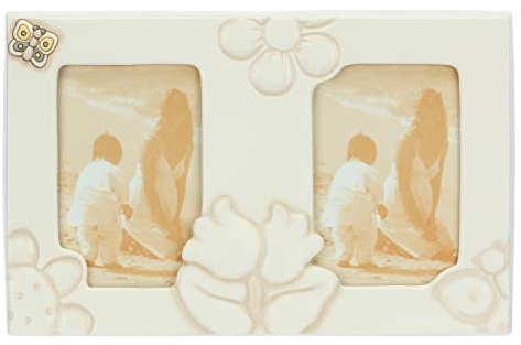 THUN - Portafoto Doppio - Linea Elegance - Arredare La Casa, Portafoto e Cornici - Ceramica, Telaio in Legno di Pino - 33x2,1x26 cm h