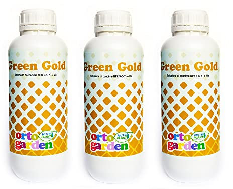 Nutriplant GREEN GOLD, Concime Fertilizzante liquido minerale per piante grasse, fiori, ortaggi e piante da frutto, Soluzione di concime NPK, con azoto, fosforo e potassio, 1 Litro (3)