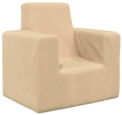 vidaXL Sofá para Niños Acolchado Tapizado Asiento Bebé Infantil Sillón Reclinable Respaldo Reposabrazos Dormitorio Mueble Felpa Suave Crema