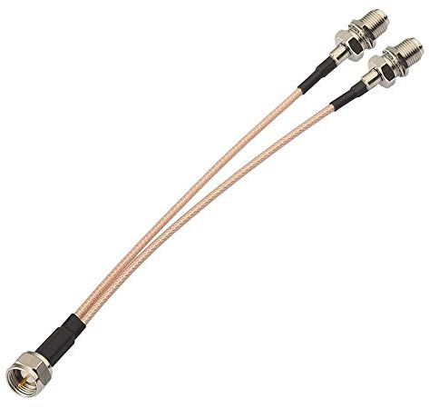 Supmory F Type Coax Cable Splitter - F Male to F Dual Female, 75Ohm for TV, Satellite Receiver (15CM/6 inch)
