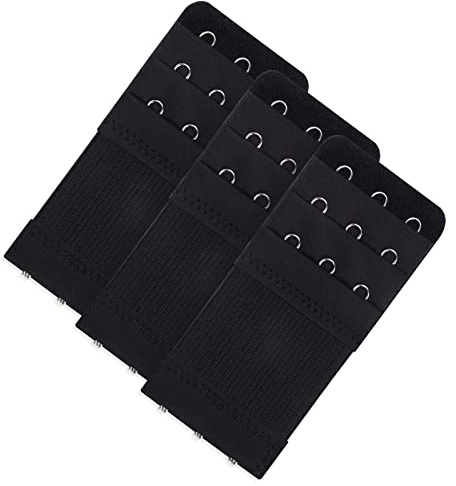 Yolev 3 Pieces Women's Bra Extenders Women's Stretchy Bra Extension Strap 3 Hooks 3 Rows Elastic Bra Band Hook