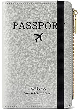 Reisepasshülle, Travel Wallet, RFID Blocker Reisepass Tasche für Kreditkarten, Ausweis und Reisedokumente, Reisezubehör/Travel Organizer Reise Geschenk, Passport Hülle mit Zipper Münzfach (Grau)