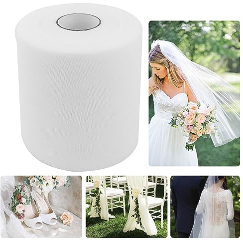 Tüllrolle, 15 cm x 91 m, Tüll, Hochzeit, für Hochzeits- und Partydekoration, Geschenkdekoration (weiß)) (15 cm x 91 m)