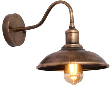 Moddeny Ländliche Retro-Außenwandleuchten, Schwanenhals, wasserdichte Veranda-Wandleuchte, 9,3 Zoll, Bauernhaus-Scheunenleuchte, Außen-Rostschutz-Garagenleuchte, Vintage-Wandleuchte