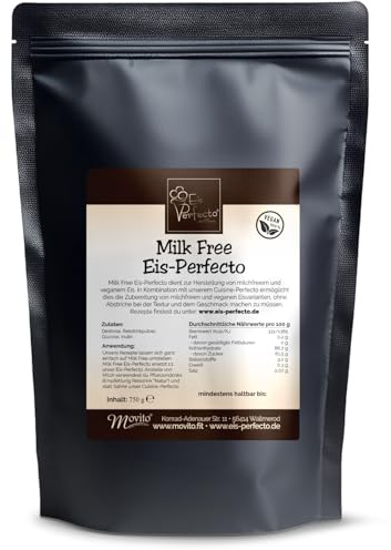 Eispulver für Eismaschine & Ninja Creami – Milchfreie Eisbasis für veganes Eis │ Ohne Laktose & tierische Zutaten │ Wird nicht steinhart │ 750 g für 8 L Eis │ Milk Free Eispulver von Eis Perfecto