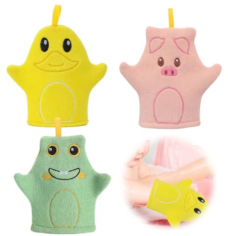 Canzoon Waschlappen Baby 3er-Pack Waschhandschuh Baby Set Babywaschlappen Mit Tiermotiv für Fröhlichen Badespaß, für Babys und Kinder ab 0+ Monaten