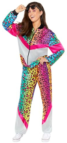 Amscan 9919053 - Unisex 1980's Neon Animal Print Shell Suit Adults Fancy Dress Costume Size: Small
