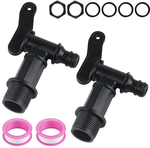 2 Pz Rubinetto per Serbatoios di Plastica, 3/4 BSP Rubinetti per Serbatoio d'Acqua, per Secchio Della Pioggia, Rubinetto Serbatoio Acqua Pioggia per Giardino Industria Casa