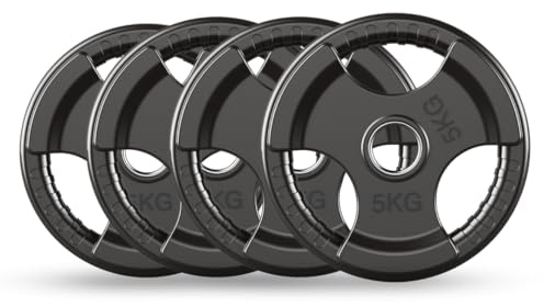 PhysKcal Olympiska skivor 1,25 kg - 20 kg, gummifinish, svarta par eller enkla viktplattor för lyft och träning, skivviktsplattor