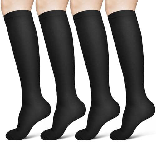 ACWOO Calze a Compressione per Donne e Uomo, 2 Paia Elastici Compressione Graduata Forte per Sportive, Corsa, Giri in Bici, Gravidanza, Viaggi in Aereo, 15-20 mmHg