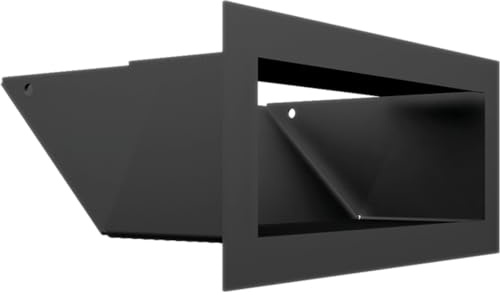 KRATKI Lüftungsgitter Warmluftgitter LUFT 9 x 20 cm schwarz Kamingitter | 45° Luftauslass, für Kaminbelüftung. Für Warmluftverteilung
