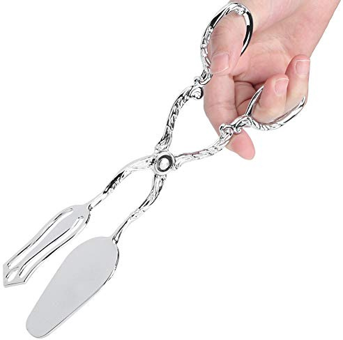 Servierzange Küchenzange 21cm Lange Silber Edelstahl Gebäckzange Zuckerzange Lebensmittel Kochzange Salatzange Grillzange für Hochzeit Party Bar Büfett Grill Picknick