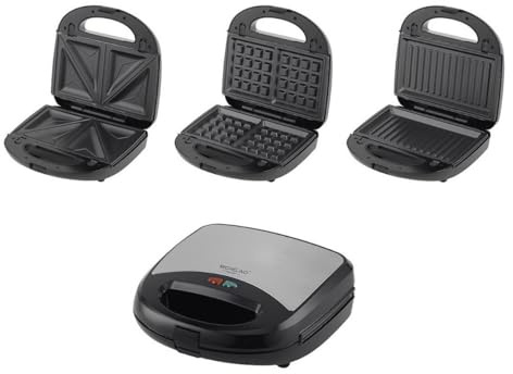 Michelino Multigrill 3 in 1: Sandwichtoaster Waffeleisen und Kontaktgrill in Einem - wechselbare antihaftbeschichtete Platten, 29061