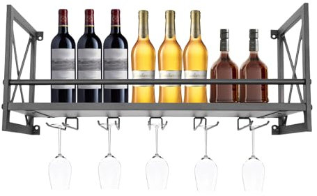 TuliperMood Weinglasregal, Glashalter Gläserschiene, Stielglashalter, Aufbewahrung Organisation für Wohnkultur Küche Bar Weinregale, Schwarz