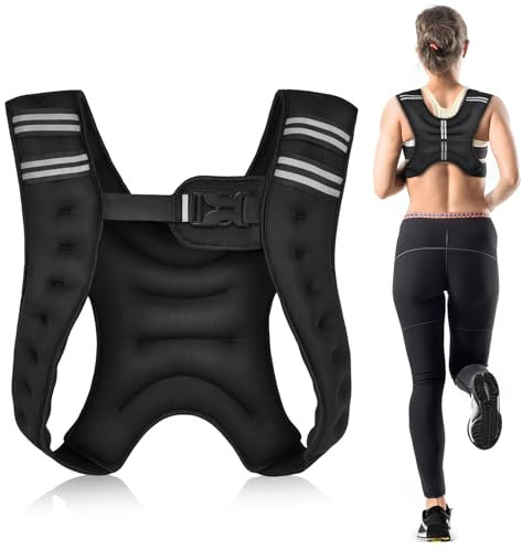 Kvittra Gewichtsweste, 3 kg, Gewichtsweste mit reflektierenden Streifen, Körpergewichtswesten verstellbar, für Männer und Frauen, Training, Krafttraining, Laufen, Walking, Joggen, Cardio, gewichtetes
