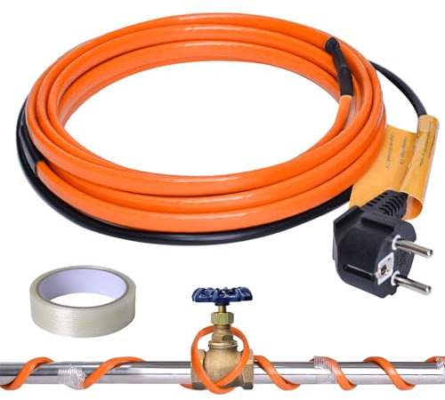 heninhill Cavo Riscaldante con Termostato 4M, Antigelo Autoregolante Cavo Scaldante per Tubi dell'Acqua Piante Grondaie