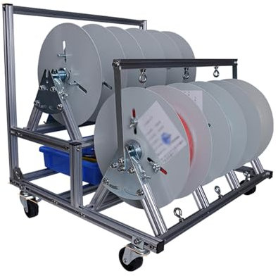 Wire Spool Rack 6 Rolls with Wheels, Rolled Steel Wire/Cable Dispenser Heavy Duty Conduit Display and Storage for Electrical Industrial and Retail Uses