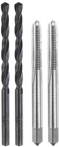 sourcing map Tap and Drill Bit Set, 2pcs M5 x 0.8 Metric Straight Flute Thread Screw Taps & 2pcs 4.2mm Twist Drill Bits, Uncoated/Black Oxide HSS-6542 Tapping Threading Tool Kit