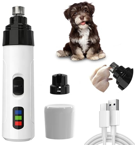 Krallenschleifer für Hunde, Haustier Nagelschleifer mit Nagelschleifkopf, Elektrische Nagelfeile Hunde, Pfotentrimmer für Hunde USB Rechargeable Dog Nail Grinder for Große, Mittelgroße, Kleine Hunde