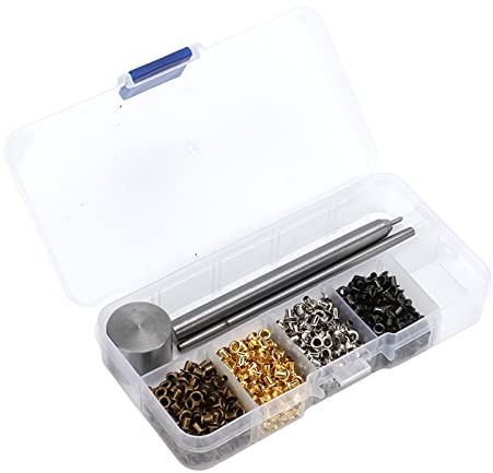 Kit d'œillets en métal en cuivre plaqué de 2 mm, cordons, ceintures, boucles à œil avec boîte de rangement en plastique