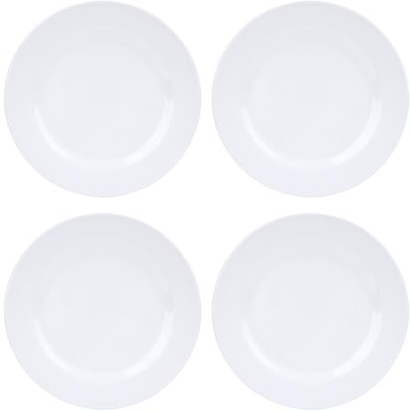 Tyenaza 4pcs Melamine Dinner Plates, 9 Inch Lightweight Round Plates Set for Meals Appetizers Dessert Salad Fruit White