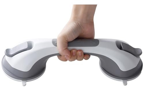 Suction Cups Grab Rails for Bathroom, Strong Bathtub Shower Handles, Anti Slip Shower Wall Grip Handle, Disability Aids, Hold 110Kg Shower Grab Bar for Elderly Children (Gray, 31cm)