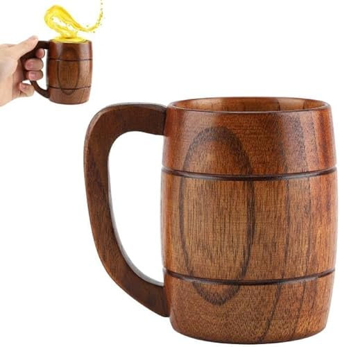 Fyearfly Naturals - Boccale da birra in legno con manico, per Beerfest, casa, ufficio, club