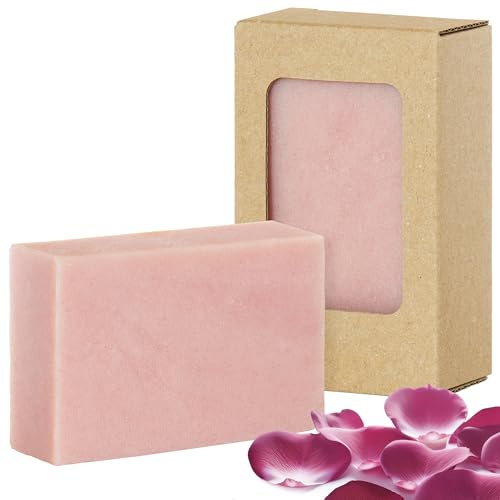 FRIENDS OF® Duschseife Rose | Vegane Körperseife | reinigt und pflegt die Haut | Handgeschöpfte Gesichts-, Hand- und Duschseife mit Duft | 100g Naturseife