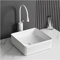 NexaGeniX Lavabo sobremueble Fregadero de baño Cuadrado de 14.0 x 14.0 in, Fregadero de cerámica sobre encimera con Grifo, Lavabo de tocador Blanco Lavabo de encimera(White Faucet Set)