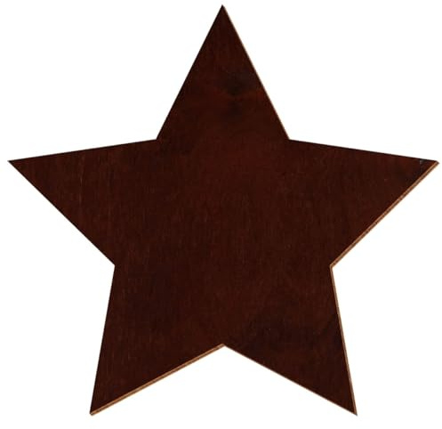 Holz Stern V3 Nussbaum dunkel beidseitig lackiert Deko Basteln 3-50cm aus 3mm Birkensperrholz einzeln oder im Set erhältlich, Größe:17cm, Pack mit:50 Stück