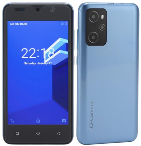 Cuifati 5 Tum Smartphone med 1440 X 3040 Upplösning, 4 GB RAM 32 GB ROM, Ansiktsigenkänning, 8MP -kamera, för 12 med HD -skärm, MT6580M -processor (Blå)
