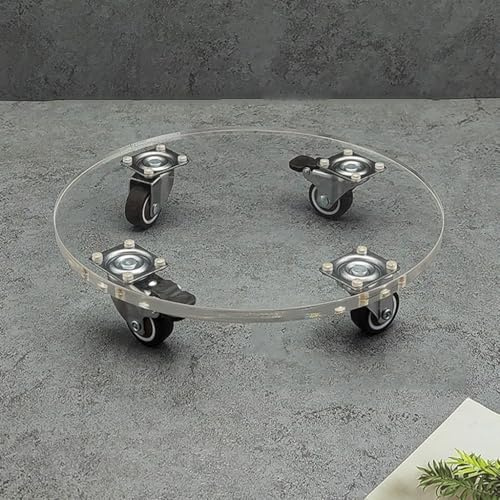 YCKEGEW Transparente Bewegliche Pflanzenroller-Basis, Pflanzkübel-Caddy Auf Rollen Zum Transportieren Von Blumentöpfen, Blumentopf-Pflanzenständer Für Drinnen Oder Draußen(Circular,40x40cm)