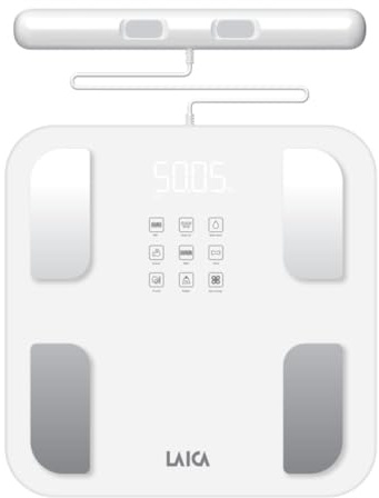 LAICA SMART Bilancia Personale-Traccia 30 Parametri Corporei-8 Elettrodi-Composizione Corporea Completa-BMI, Massa Muscolare e Altro-Sincronizzazione Con l'app Fitdays+-Supporto Multiutente-180kg