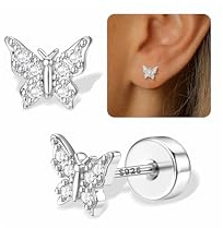 FIOROYAL Ohrstecker Silber 925 für Damen, Hypoallergen Ohrringe Mädchen | Ohrringe Silber 925 Stecker Kleine Blumen Schmetterling Zirkon Ohrringe Kinder Schmuck Geschenke für Mädchen