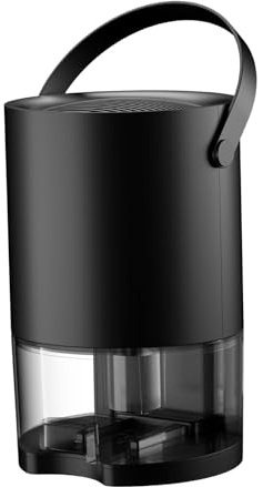 Deshumidificador Pequeño para Espacios Reducidos con Apagado Automático Y Tanque de Agua 1200ml Adecuado para Habitación Baño Y Armario, Negro, Individual