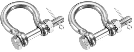 PATIKIL 2 Stück 304 Edelstahl D-Ring Schäkel, 1/4 (6mm) Marine-Qualität Bogen-Schraubbolzen-Schäkel für Outdoor-Boote, Segelboot-Ketten-Rigging-Verschluss, Silber