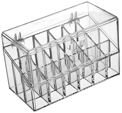 POPETPOP Boîte de Rangement Maquillage Compartiments avec Couvercle Antidérapant Boîte Transparente Portable pour Cosmétiques Rouges à Lèvres et Bijoux Organisateur Pratique et Compact