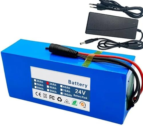 24V 30Ah E-Bike Batterie, 25.2V 6S3P Elektrofahrrad Batterie Fahrrad Akkupack Eingebauter BMS Wasserdichter PVC-Akku Für 250W-800W Motor Mit Ladegerät 24V 30Ah,T