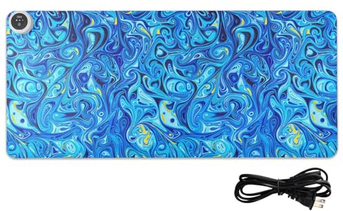 Tappetino per mouse riscaldato per computer, in pelle, stile laser, 80 x 33 cm, antiscivolo, per casa, ufficio, scrivania, decorazione