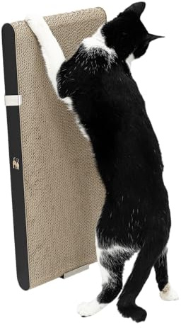 Petrebels Kratzpappe Milo 63, Katzen Kratzbrett aus sehr stabilem Karton, Kratzbretter Wand, 62,5 x 4,7 x 27,7 cm, Farbe Schwarz