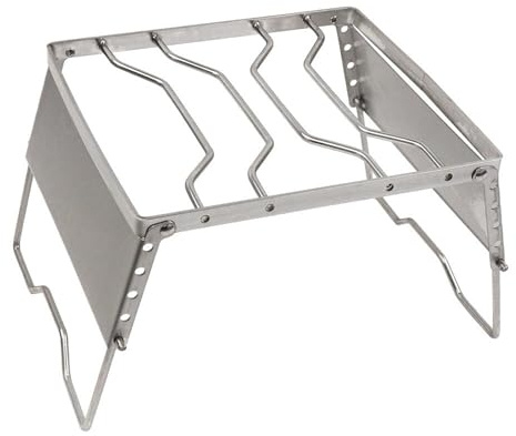 MonoSora Outdoor Camping Foldable Barbecue Grill with Wind Shield, Stainless Steel Stove Rack and Pot Bracket, Silver