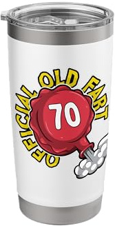 70th Birthday Official Old Fart Funny Red Whopee Cushion Stainless Steel Insulated Tumbler