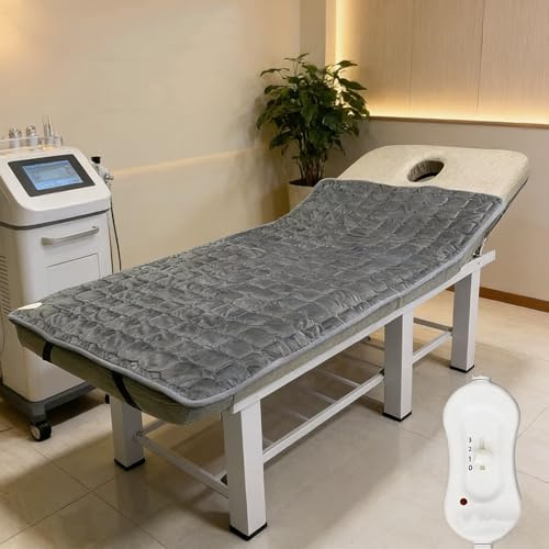 ZcxTry Chauffé Surmatelas pour Table De Massage,Matelas Chauffant Bed-Topper,Rembourrage De Lit-Spa avec Trou-Respiration Bandes-Élastiques,Couverture-Chauffante,Matelas en Velours Épais,150 * 80cm