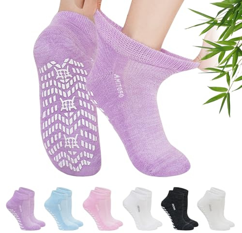 LOFIR Calzini Donna Antiscivolo Diabetici: Calze Corti Estivi Traspiranti Anti Odore senza Elastico senza Cuciture per Gravidanza Anziana Caviglie Piedi Gonfi Pastello 6 Paia 35-38