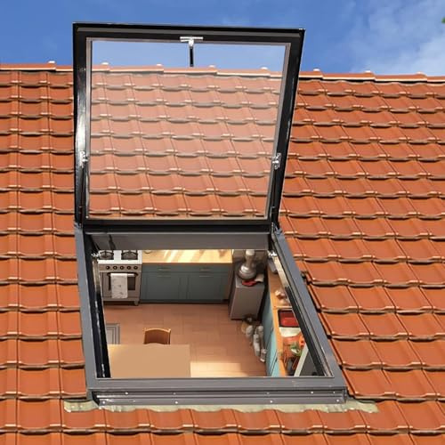 Copertura ventilata manuale per lucernario antipioggia portello di accesso temperato s cupola piano illuminazione tetto finestra di accesso (70 x 70 cm)