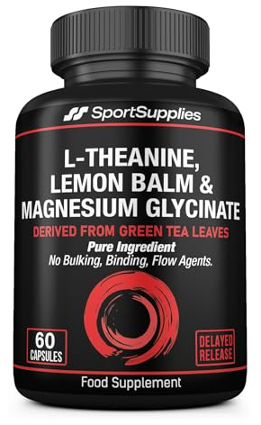 L-Theanine Green Tea Extract with Added Lemon Balm Extract and Chelated Magnesium Glycinate - Derived from Green Tea Leaves - Sleep & Relaxation Support - Mental Clarity