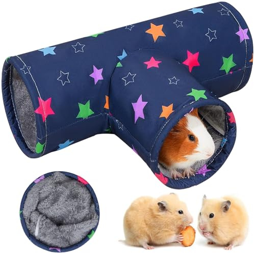 Seutmrou 3-Wege Meerschweinchen Tunnel, Kaninchen Tunnel, Kleintier Aktivität Tunnel Waschbarer Faltbarer Kuscheltunnel für Hamster für Ratten Frettchen Katzentunnel Kleintiere Käfig zubehör